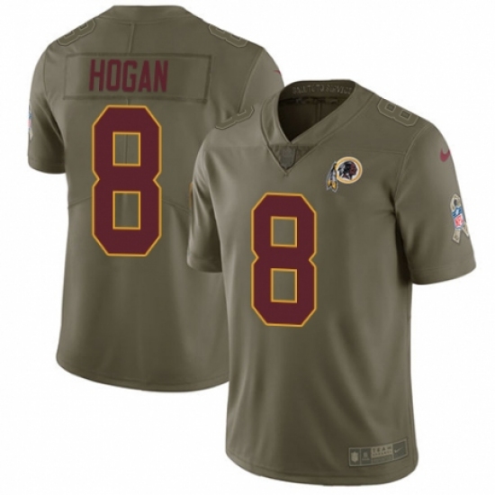 Men's Nike Washington Redskins 8 Kevin Hogan Limited Olive 2017 Salute to Service NFL Jersey