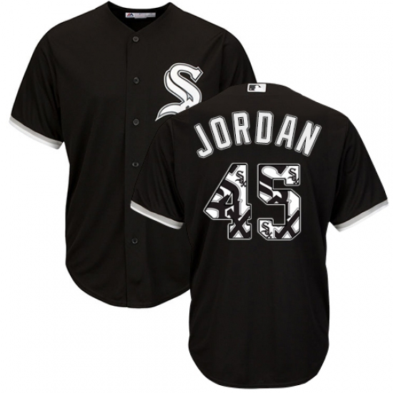 Men's Majestic Chicago White Sox 45 Michael Jordan Authentic Black Team Logo Fashion Cool Base MLB Jersey