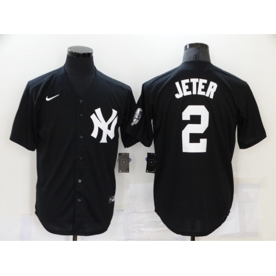 Men's New York Yankees 2 Derek Jeter Authentic Black Game Jersey