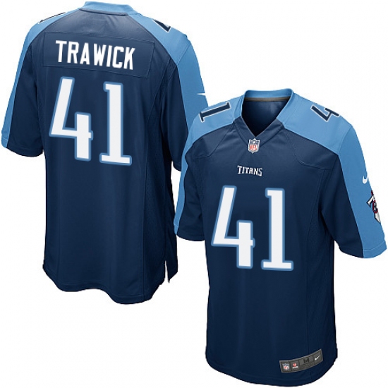 Men's Nike Tennessee Titans 41 Brynden Trawick Game Navy Blue Alternate NFL Jersey