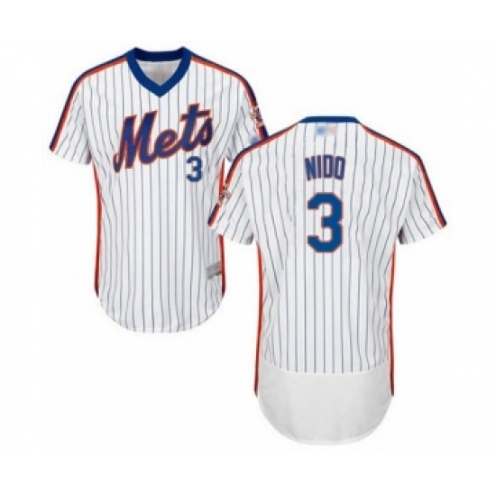 Men's New York Mets 3 Tomas Nido White Alternate Flex Base Authentic Collection Baseball Player Jersey