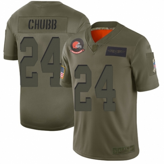 Women's Cleveland Browns 24 Nick Chubb Limited Camo 2019 Salute to Service Football Jersey