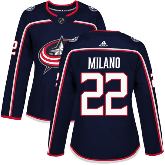 Women's Adidas Columbus Blue Jackets 22 Sonny Milano Premier Navy Blue Home NHL Jersey