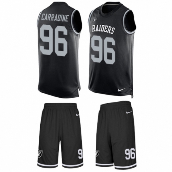 Men's Nike Oakland Raiders 96 Cornellius Carradine Limited Black Tank Top Suit NFL Jersey