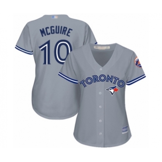 Women's Toronto Blue Jays 10 Reese McGuire Authentic Grey Road Baseball Player Jersey