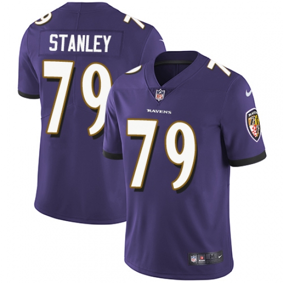Men's Nike Baltimore Ravens 79 Ronnie Stanley Purple Team Color Vapor Untouchable Limited Player NFL Jersey