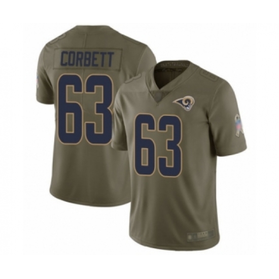 Men's Los Angeles Rams 63 Austin Corbett Limited Olive 2017 Salute to Service Football Jersey