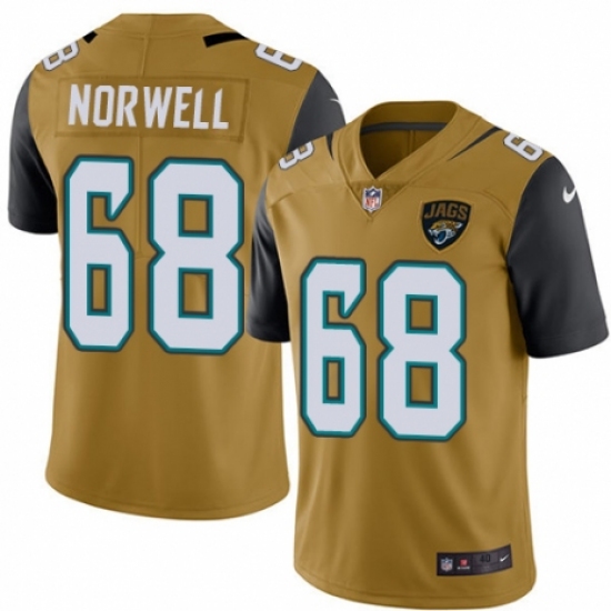 Men's Nike Jacksonville Jaguars 68 Andrew Norwell Limited Gold Rush Vapor Untouchable NFL Jersey