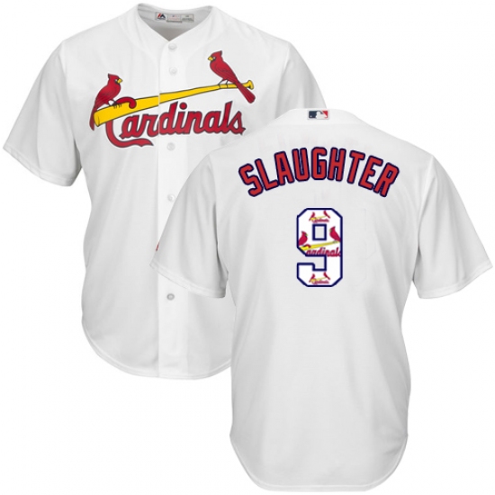 Men's Majestic St. Louis Cardinals 9 Enos Slaughter Authentic White Team Logo Fashion Cool Base MLB Jersey