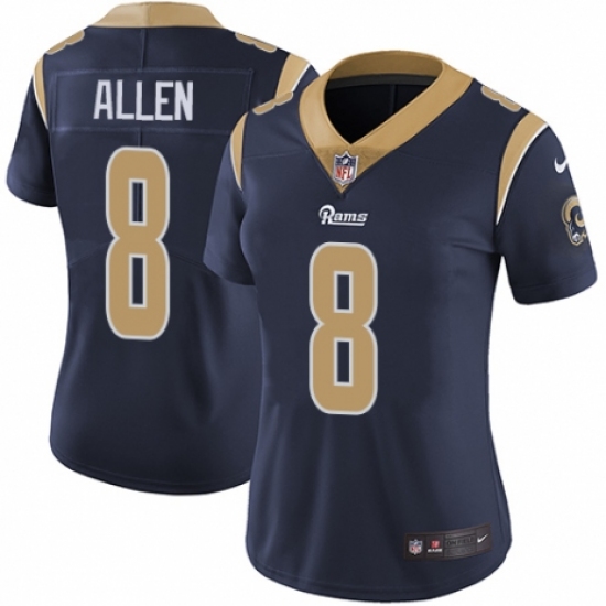 Women's Nike Los Angeles Rams 8 Brandon Allen Navy Blue Team Color Vapor Untouchable Limited Player NFL Jersey