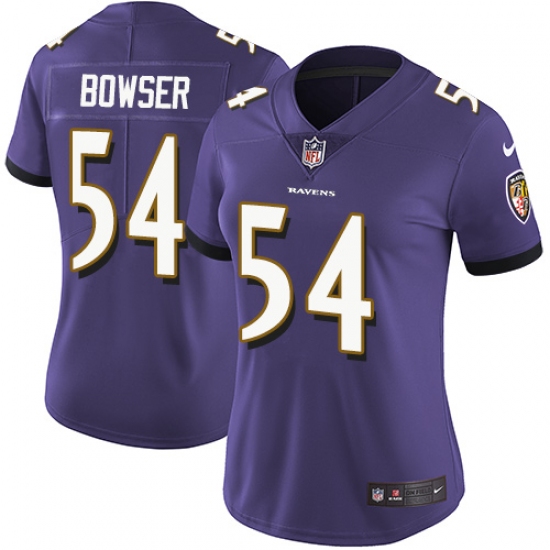 Women's Nike Baltimore Ravens 54 Tyus Bowser Purple Team Color Vapor Untouchable Limited Player NFL Jersey