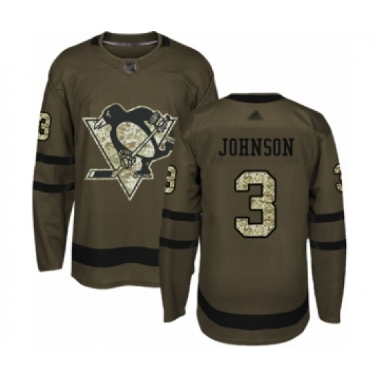 Youth Pittsburgh Penguins 3 Jack Johnson Authentic Green Salute to Service Hockey Jersey0