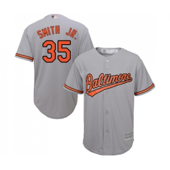 Youth Baltimore Orioles 35 Dwight Smith Jr. Replica Grey Road Cool Base Baseball Jersey