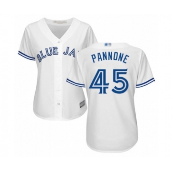 Women's Toronto Blue Jays 45 Thomas Pannone Authentic White Home Baseball Player Jersey