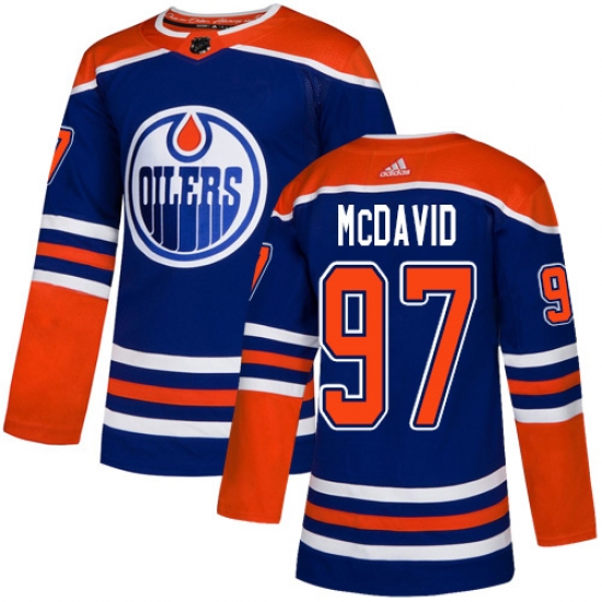 Men's Adidas Edmonton Oilers 97 Connor McDavid Premier Royal Blue Alternate NHL Jersey