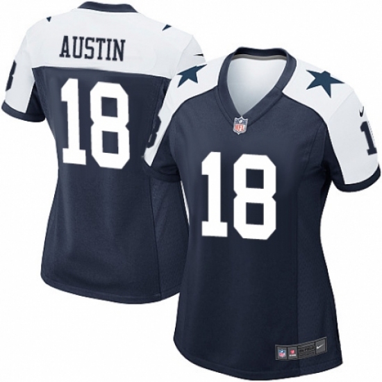 Women's Nike Dallas Cowboys 18 Tavon Austin Game Navy Blue Throwback Alternate NFL Jersey