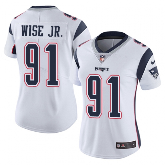 Women's Nike New England Patriots 91 Deatrich Wise Jr White Vapor Untouchable Limited Player NFL Jersey