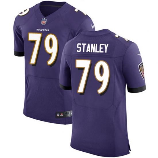 Men's Nike Baltimore Ravens 79 Ronnie Stanley Elite Purple Team Color NFL Jersey