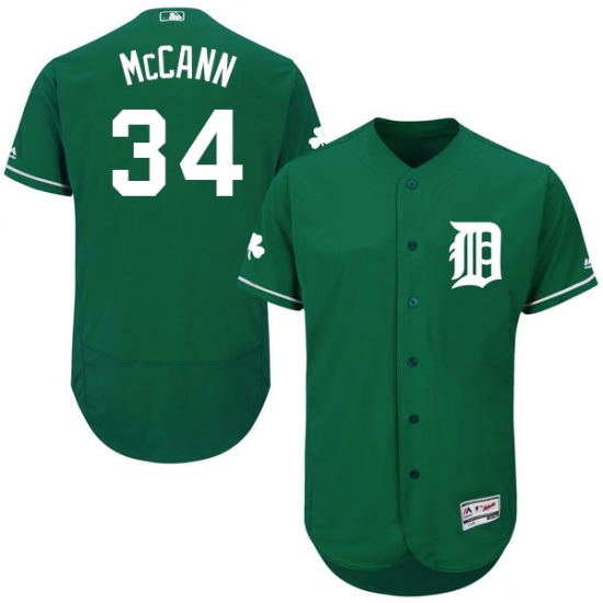 Men's Majestic Detroit Tigers 34 James McCann Green Celtic Flexbase Authentic Collection MLB Jersey