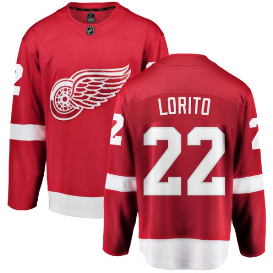 Men's Detroit Red Wings 22 Matthew Lorito Fanatics Branded Red Home Breakaway NHL Jersey