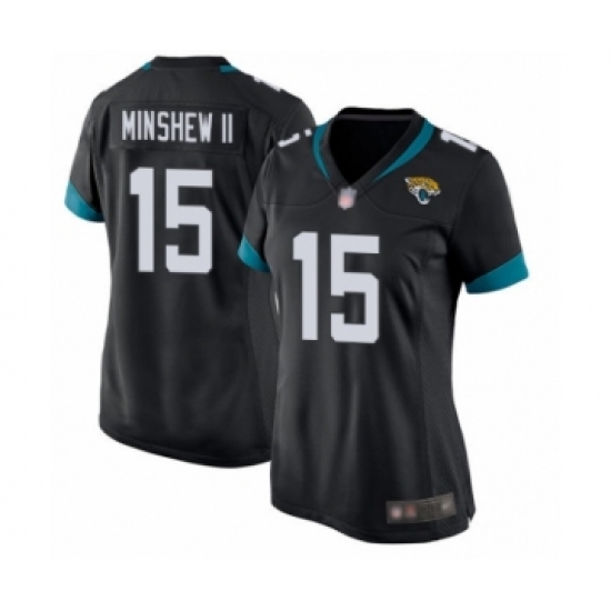 Women's Jacksonville Jaguars 15 Gardner Minshew II Game Black Team Color Football Jersey