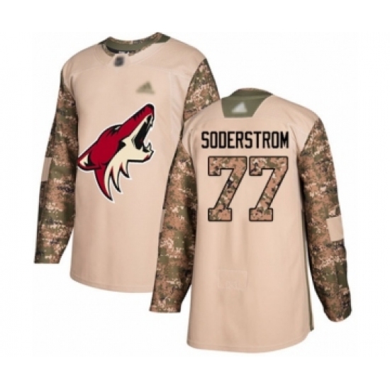 Youth Arizona Coyotes 77 Victor Soderstrom Authentic Camo Veterans Day Practice Hockey Jersey