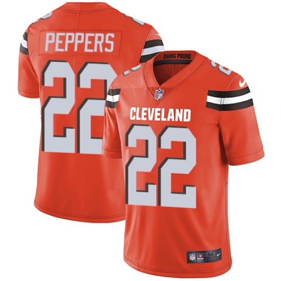 Men's Nike Cleveland Browns 22 Jabrill Peppers Orange Alternate Vapor Untouchable Limited Player NFL Jersey