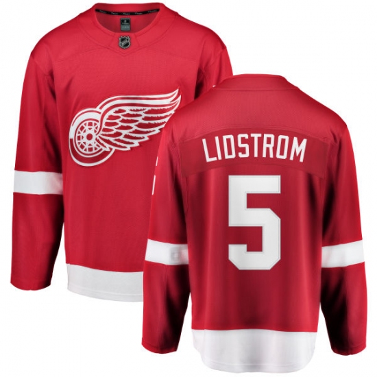 Men's Detroit Red Wings 5 Nicklas Lidstrom Fanatics Branded Red Home Breakaway NHL Jersey