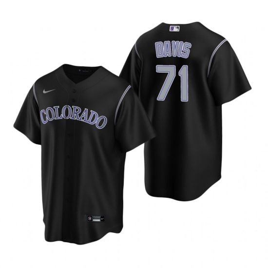 Men's Nike Colorado Rockies 71 Wade Davis Black Alternate Stitched Baseball Jersey