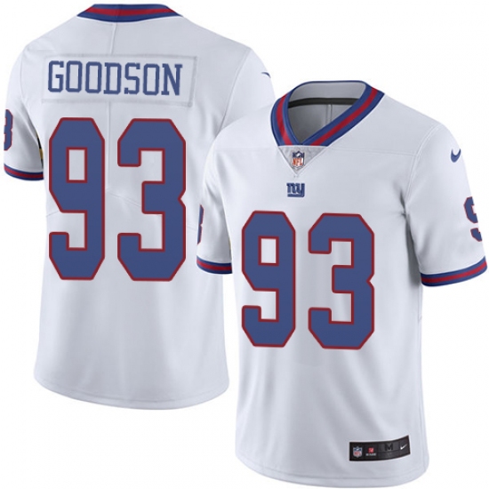 Youth Nike New York Giants 93 B.J. Goodson Limited White Rush Vapor Untouchable NFL Jersey