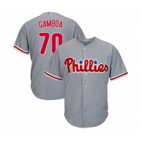 Youth Philadelphia Phillies 70 Arquimedes Gamboa Authentic Grey Road Cool Base Baseball Player Jersey