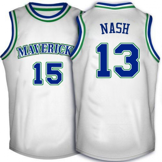 Men's Adidas Dallas Mavericks 13 Steve Nash Swingman White Throwback NBA Jersey