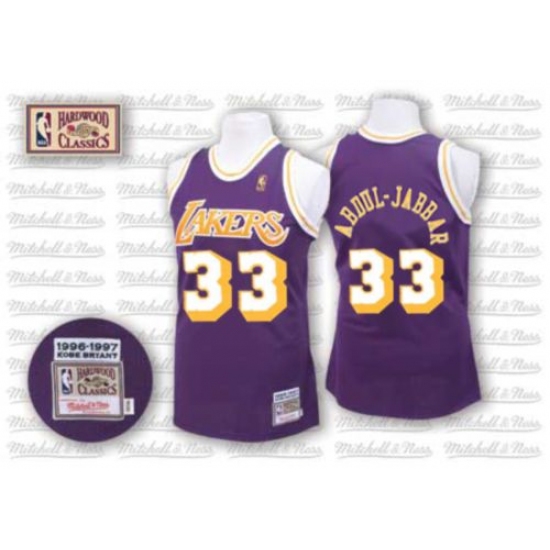 Men's Mitchell and Ness Los Angeles Lakers 33 Abdul-Jabbar Swingman Purple Throwback NBA Jersey