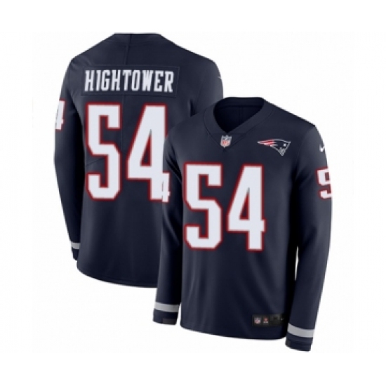 Men's Nike New England Patriots 54 Dont'a Hightower Limited Navy Blue Therma Long Sleeve NFL Jersey