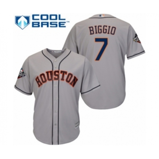 Youth Houston Astros 7 Craig Biggio Authentic Grey Road Cool Base 2019 World Series Bound Baseball Jersey