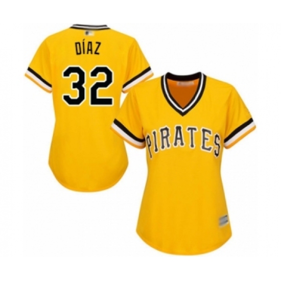 Women's Pittsburgh Pirates 32 Elias Diaz Authentic Gold Alternate Cool Base Baseball Player Jersey