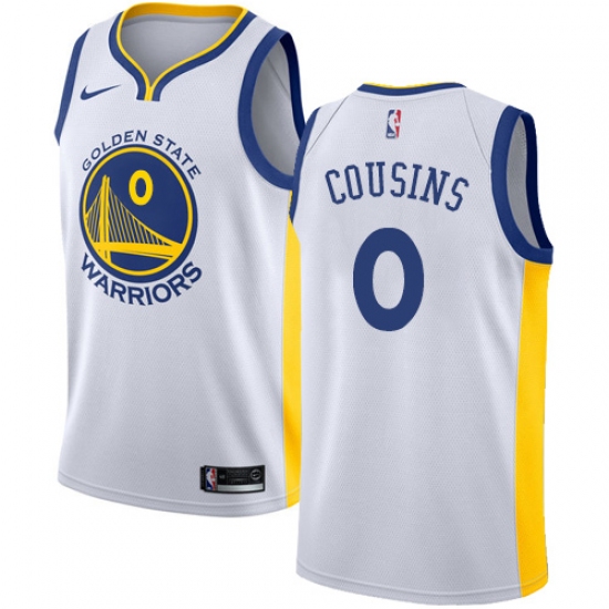 Men's Nike Golden State Warriors 0 DeMarcus Cousins White NBA Swingman Association Edition Jersey