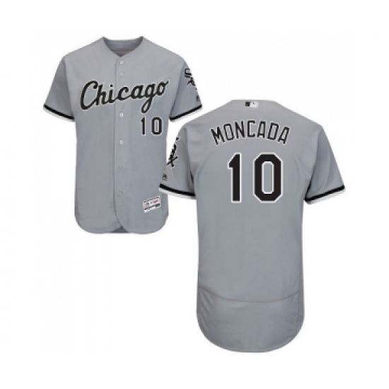 Men's Majestic Chicago White Sox 10 Yoan Moncada Grey Road Flex Base Authentic Collection MLB Jerseys