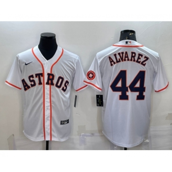 Men's Houston Astros 44 Yordan Alvarez White With Patch Stitched MLB Cool Base Nike Jersey