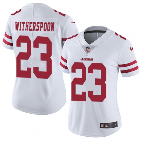 Women's Nike San Francisco 49ers 23 Ahkello Witherspoon White Vapor Untouchable Limited Player NFL Jersey