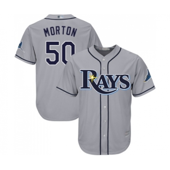 Men's Tampa Bay Rays 50 Charlie Morton Replica Grey Road Cool Base Baseball Jersey