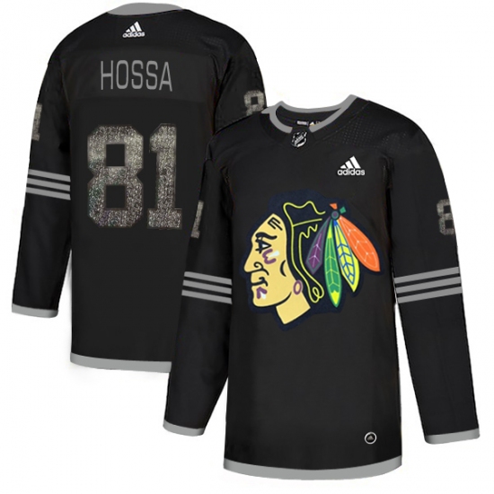 Men's Adidas Chicago Blackhawks 81 Marian Hossa Black Authentic Classic Stitched NHL Jersey