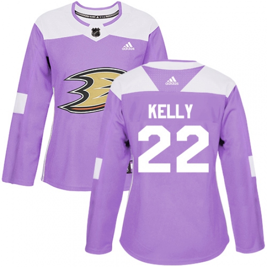 Women's Adidas Anaheim Ducks 22 Chris Kelly Authentic Purple Fights Cancer Practice NHL Jersey