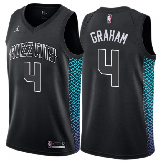 Men's Nike Jordan Charlotte Hornets 4 Devonte Graham Swingman Black NBA Jersey - City Edition