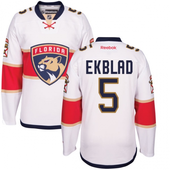 Men's Reebok Florida Panthers 5 Aaron Ekblad Authentic White Away NHL Jersey