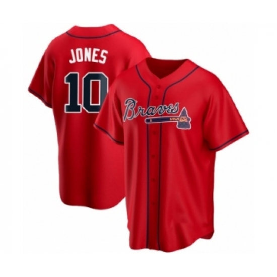 Youth Chipper Jones 10 Atlanta Braves Red Replica Alternate Jersey