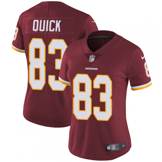 Women's Nike Washington Redskins 83 Brian Quick Burgundy Red Team Color Vapor Untouchable Limited Player NFL Jersey