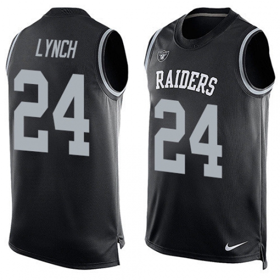 Men's Nike Oakland Raiders 24 Marshawn Lynch Limited Black Player Name & Number Tank Top NFL Jersey