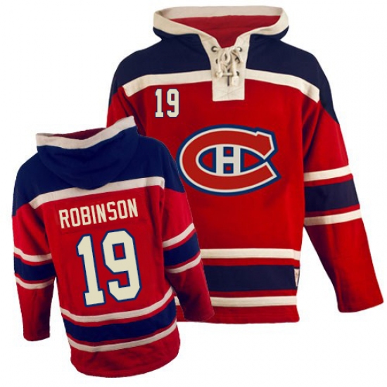 Men's Old Time Hockey Montreal Canadiens 19 Larry Robinson Premier Red Sawyer Hooded Sweatshirt NHL Jersey