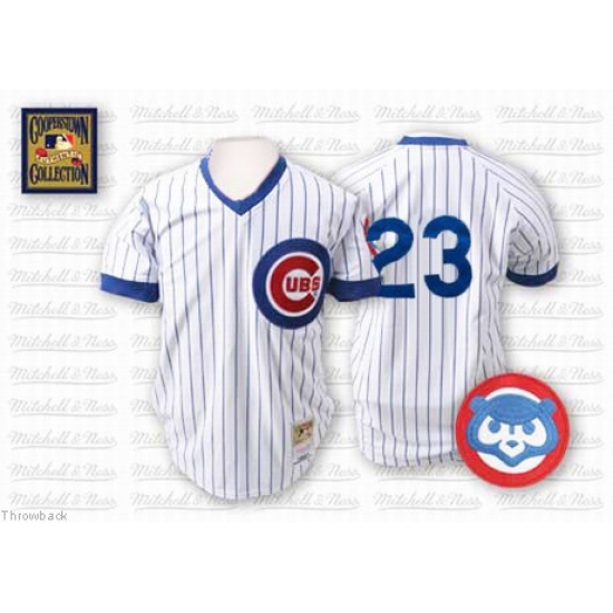 Men's Mitchell and Ness Chicago Cubs 23 Ryne Sandberg Authentic White Throwback MLB Jersey